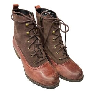 Aetrex Women's Brown Lace up Leather Suede Boots Comfort Arch Support‎ Grunge 9